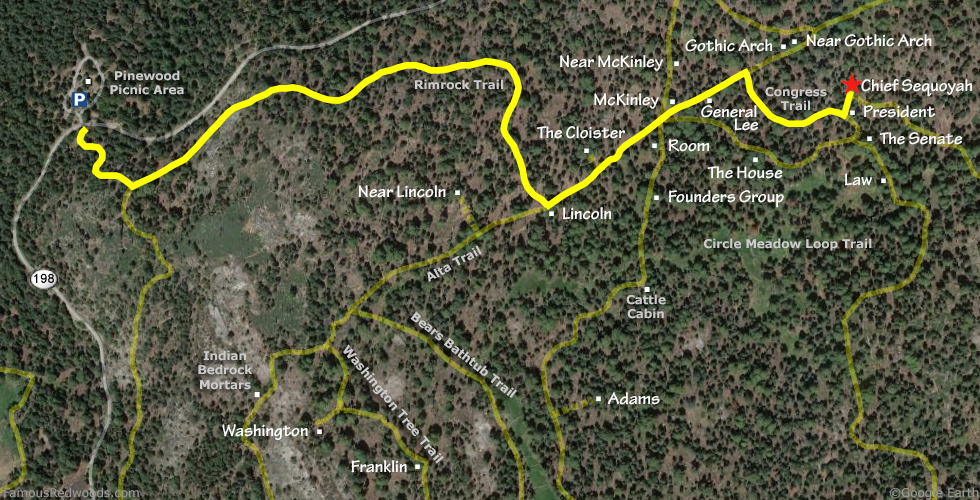 Chief Sequoyah Tree Hike Map