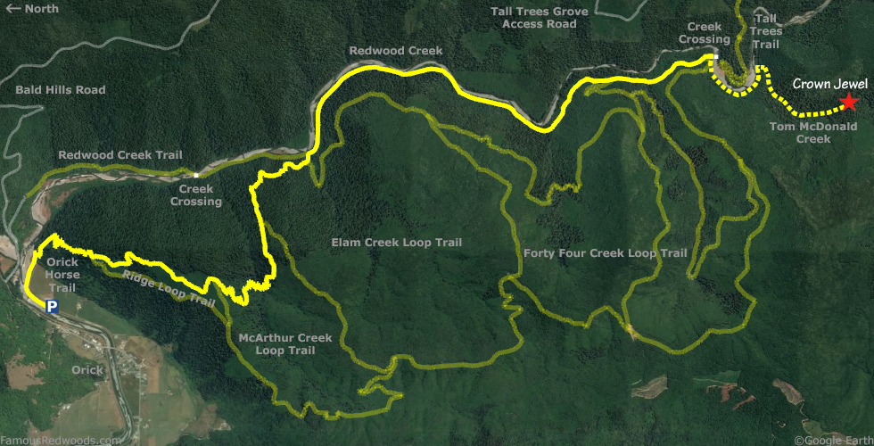 Crown Jewel Tree Alternate Hike Map