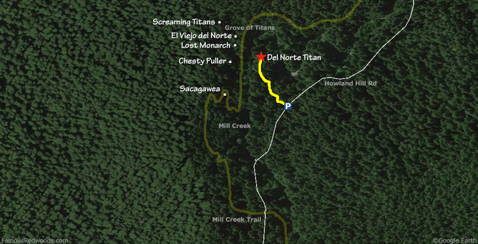 Del Norte Titan Tree Hike Map