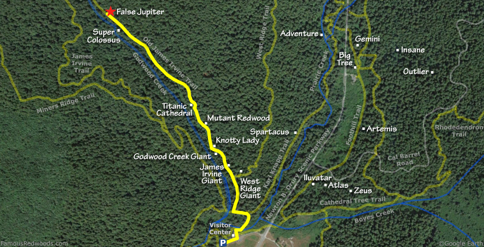 False Jupiter Trees Hike Map