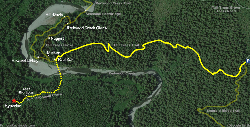 Hyperion Tree Hike Map