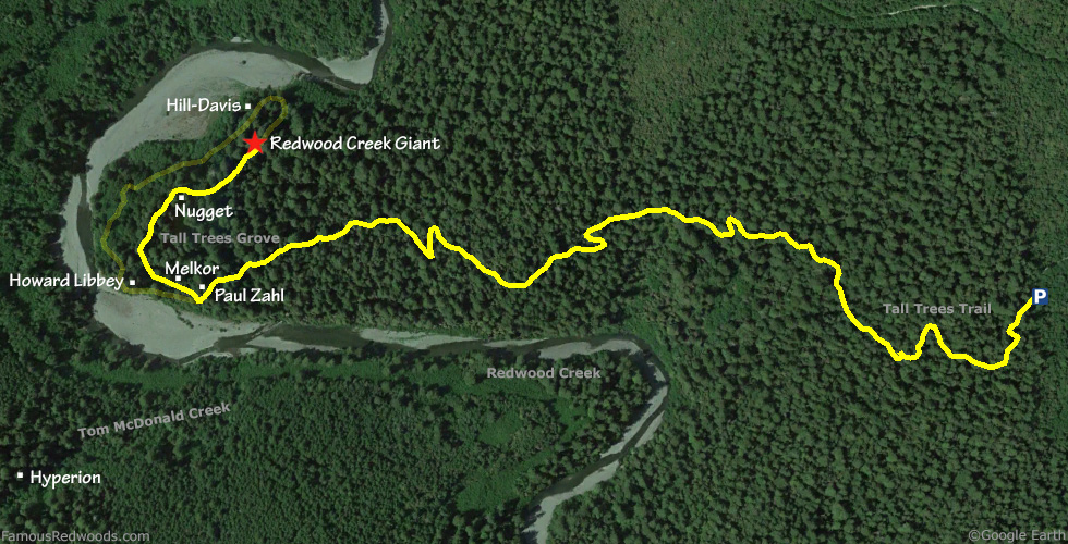 Redwood Creek Giant Tree Hike Map