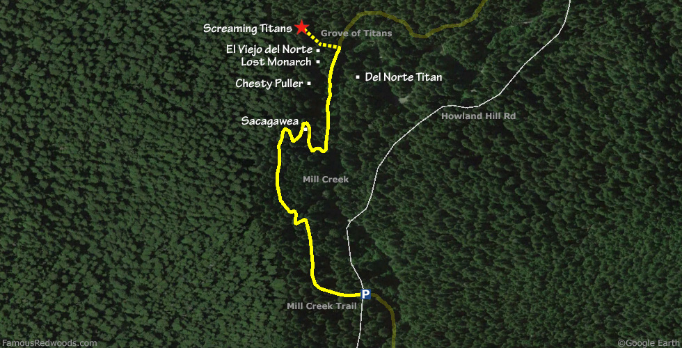 Screaming Titants Tree Hike Map